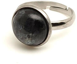 R. M. ékszer Szürkés-fekete larvikit állítható gyűrű kerek 12mm (019333)