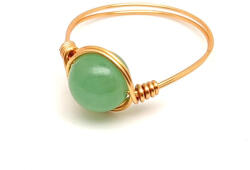 R. M. ékszer Kiegyensúlyozó zöld achát drót gyűrű 8mm arany színű dróttal (019287)