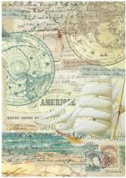 Stamperia A4 rizspapír, csom. - Around the world sailing ship