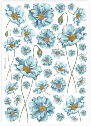 Stamperia A4 rizspapír csom. - Kék virágok