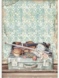 Stamperia Dekupázs rizspapír A4 csom. - Szenvedély hegedű és utazás