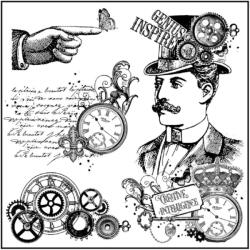 Stamperia HD gumi pecsételő 10 x 10 cm - Steampunk férfi