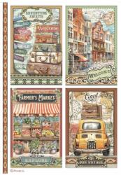 Stamperia A4 A4 rizspapír csom. - Art of Travelling 4 cards