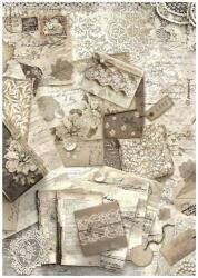 Stamperia A4 rizspapír csom. - Old Lace letters