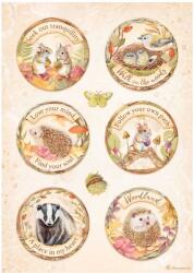 Stamperia A4 rizspapír csom. - Woodland rounds