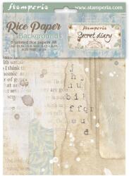 Stamperia DFSAK6051 - 8 rizspapír A6 háttér Secret Diary