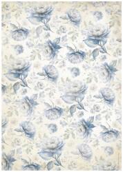 Stamperia A4 rizspapír csom. - Timeless blue flowers pattern