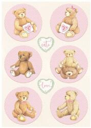 Stamperia A4 rizspapír csom. - DayDream pink macis körminták