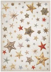 Stamperia A4 rizspapír csom. - Gear up for Christmas stars