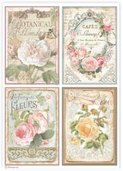 Stamperia A4 rizspapír csom. - Rózsás kártyák