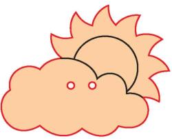 Penta collection Fafigura gomb 63 - napocska és felhő 10 db/csomag