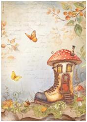 Stamperia DFSA41061 - A4 rizspapír csom. - Whispering woods boot house