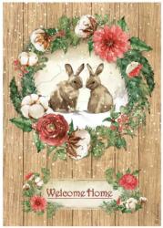 Stamperia A4 rizspapír csom. - Romantic Home for the holidays welcome home bunnies