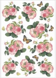 Stamperia Dekupázs rizspapír A4 csom. - Rózsák és pillangók