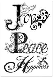 Stamperia HD gumi pecsételő 7 x 11 cm - Joy, Peace, Happiness