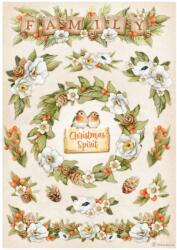 Stamperia A4 rizspapír csom. - Winter Valley family garlands