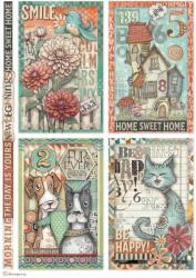 Stamperia A4 rizspapír csom. - Furry Friends 4 cards