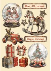 Stamperia Színes fafigura A5 - Gear up for Christmas snowglobes