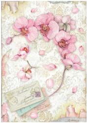 Stamperia A4 rizspapír csom. - Orchids and Cats pink orchid