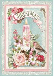 Stamperia Dekupázs rizspapír A4 csom. - Pink karácsonyi gyertyák