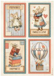 Stamperia DFSA41083 - A4 rizspapír csom. - Family 4 cards