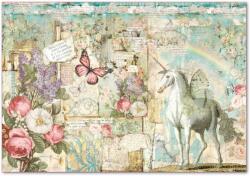 Stamperia Dekupázs rizspapír 48 x 33 cm - Csodaország egyszarvú
