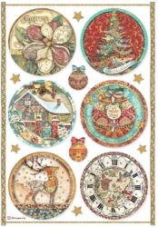 Stamperia A4 rizspapír csom. - Christmas Greetings rounds