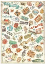 Stamperia A4 A4 rizspapír csom. - Art of Travelling labels