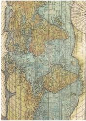 Stamperia A4 rizspapír, csom. - Around the world map