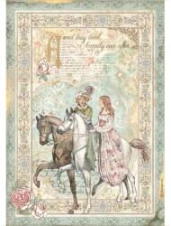 Stamperia A4 rizspapír csom. - Csipkerózsika herceg a lovon