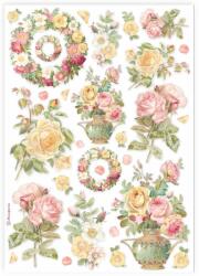 Stamperia A4 rizspapír csom. - Koszorúk és rózsák