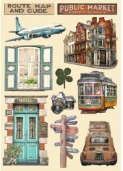 Stamperia Színes fafigurák A5 - Art of Travelling