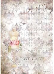 Stamperia Dekupázs rizspapír A4 csom. - Romantika rózsaszín manöken