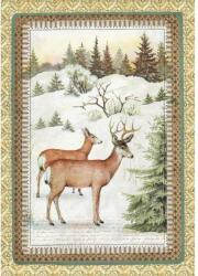 Stamperia Dekupázs rizspapír A4 csom. - Téli botanikus rénszarvas