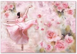 Stamperia Dekupázs rizspapír 48 x 33 cm - Ballerina rózsákkal