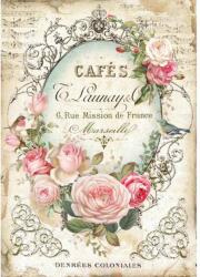 Stamperia Dekupázs rizspapír A4 csom. - Rózsás kártya