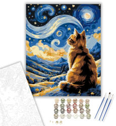  Álmodozó Macskatekintet - számfestő készlet - 80×100 cm (Keretre feszítve)