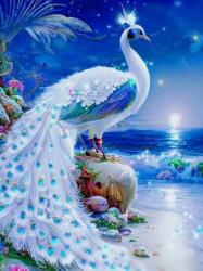 NORIMPEX - Puzzle Tablou Diamant: Păun alb 30x40cm - 1 - 39 piese