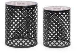 Bizzotto Set 2 masute cafea otel ceramica multicolora Mykonos Ø30x41h; ø35x45h (0805088)