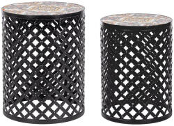 Bizzotto Set 2 masute cafea otel ceramica multicolora Santorini Ø30x41h; ø35x45h (0805083)