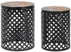 Bizzotto Set 2 masute cafea otel ceramica multicolora Naxos Ø30x41h; ø35x45h (0805099)
