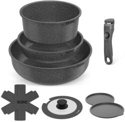 YASHE Set vase de gatit YASHE 9 piese antiaderent negru compatibil cu toate tipurile de plite (BZD-DC02G)