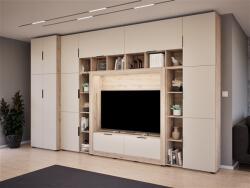  Kitti nappali szekrénysor kasmír-fehér tölgy 400 cm