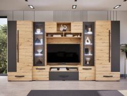  Cézár nappali szekrénysor artisan tölgy - antracit 370 cm