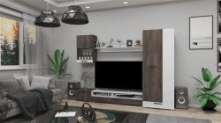  Nadin 258 cm szekrénysor - Iszap tölgy - Magasfényű fehér