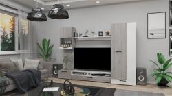  Nadin 258 cm szekrénysor - Ében tölgy - Magasfényű fehér