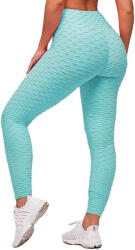  Colanti sport anti-celulita push up talie inalta pentru fitness si yoga, Turcoaz, Marime 2XL