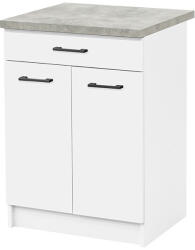 Leziter Praktik 60 alsó szekrény 2 ajtós 1 fiókos, fehér-fehér (PR90A2A1FFHFH) - platinashop