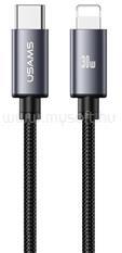 USAMS U91 adatkábel (Type-C - lightning, 30W, PD gyorstöltő, 100cm) SÖTÉTSZÜRKE (SJ770USB01) (SJ770USB01)
