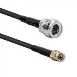 Qoltec 57028 LMR400 5 M N-típusú RP-SMA Fekete koax kábel (57028)
